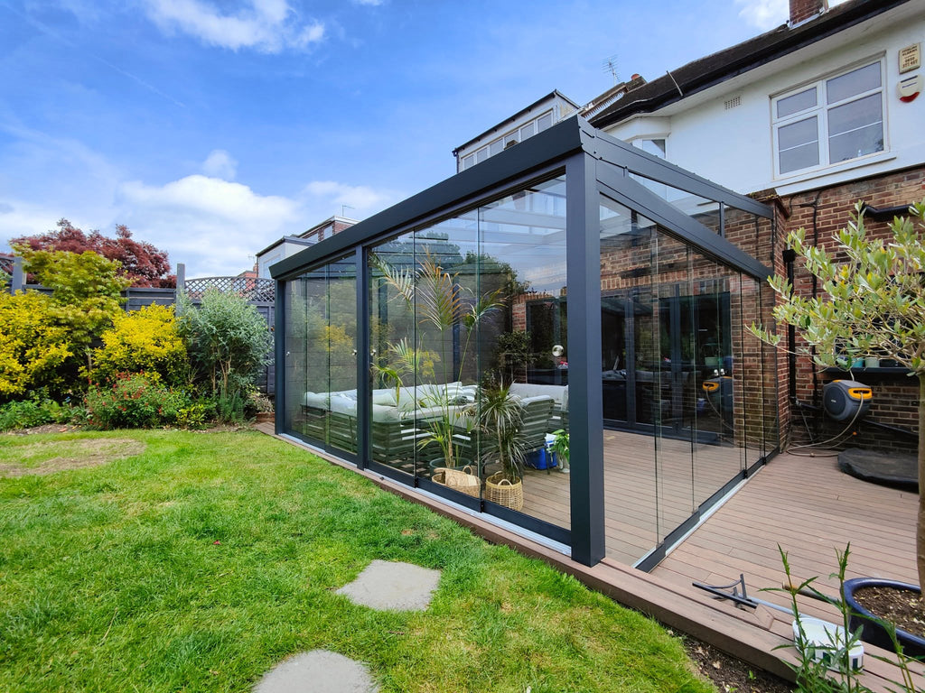 Lean - to wall glass room