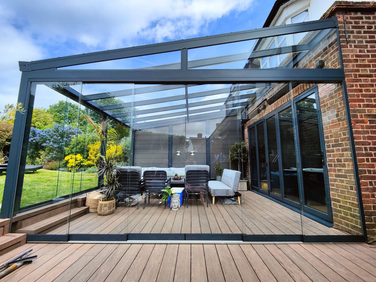 Lean - to wall glass room